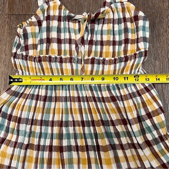 Roxy Paradise Breeze Plaid Babydoll Dress - Multi Plaid - Tiered Ruffle Mini - Picture 4 of 9